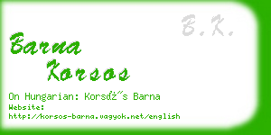 barna korsos business card